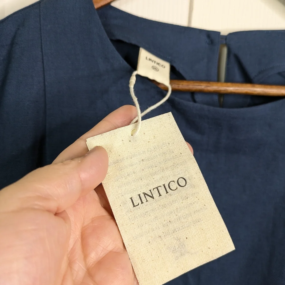 NEW Lintico Asymmetrical Tunic Top XXL Blue Lagenlook Minimalist Linen Cotton - Picture 7 of 12